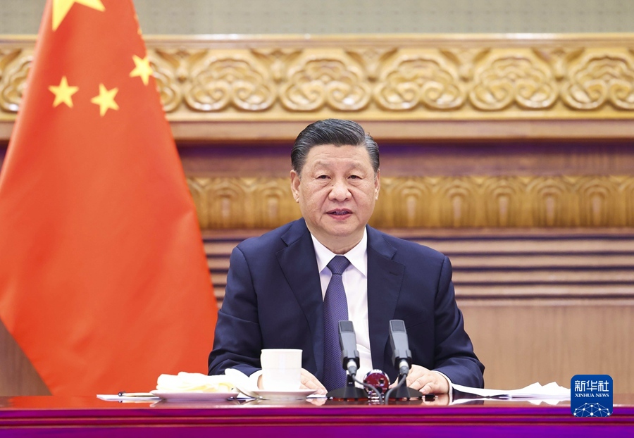 3月18日晚，国家主席习近平在北京应约同美国总统拜登视频通话。新华社记者 黄敬文 摄